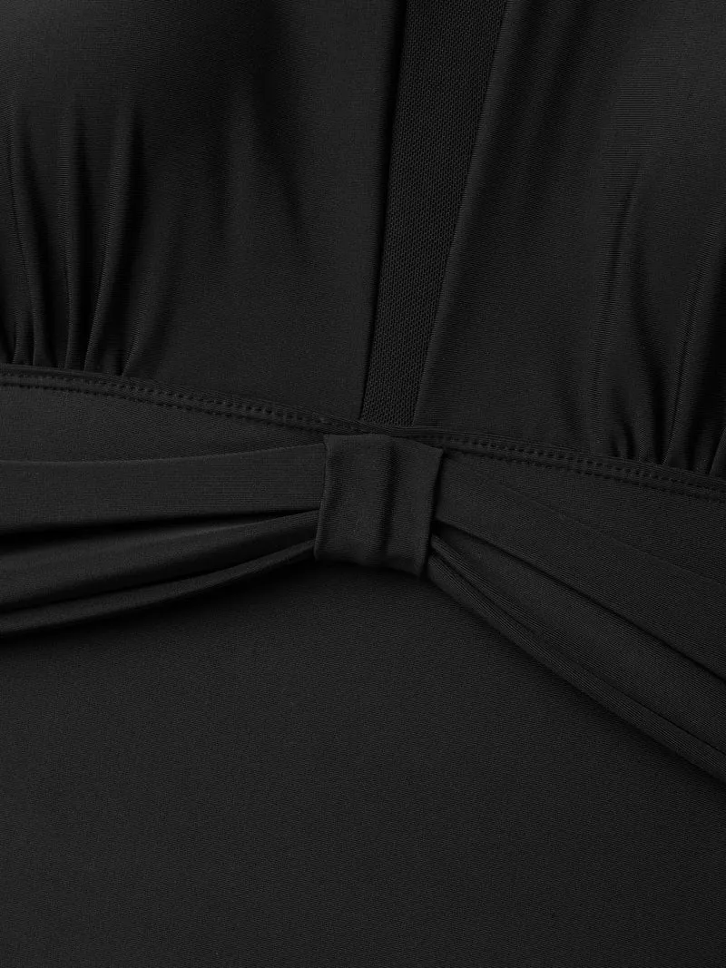 Sheer Ruched Adjustable Straps Swim Top