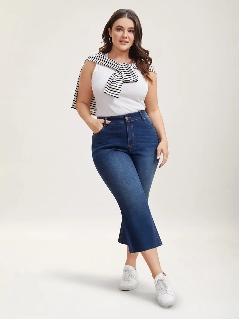 Loose Frayed Hem Crop Jeans
