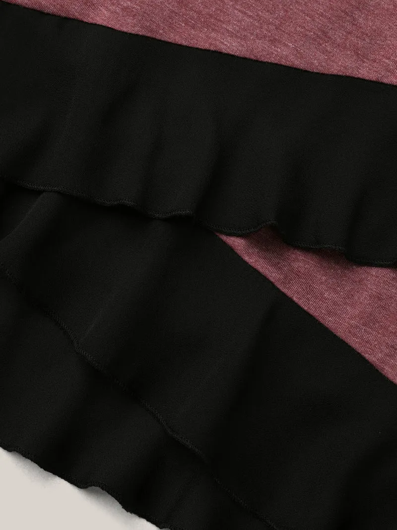 Color Contrast Overlap Hem Flared Top