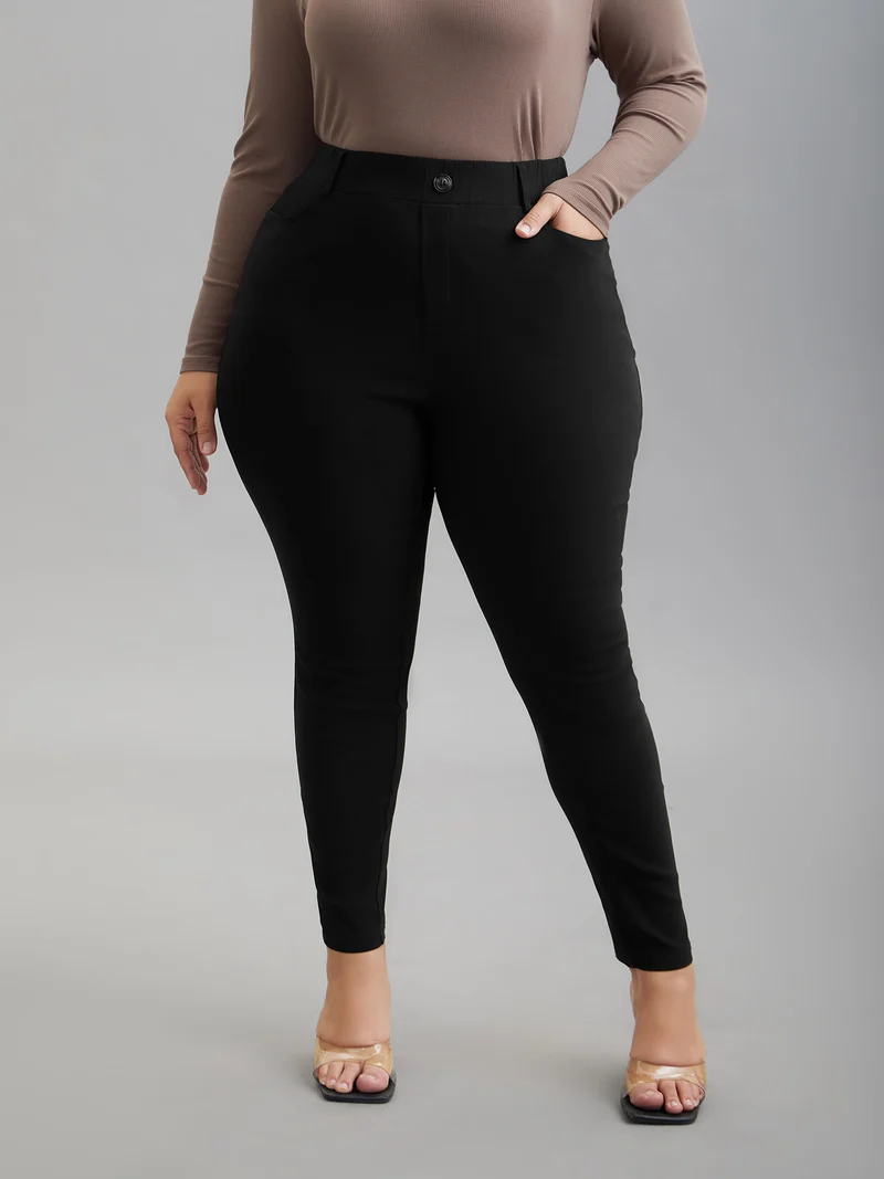 No-Waist Gap Decorative Placket Skinny Pants