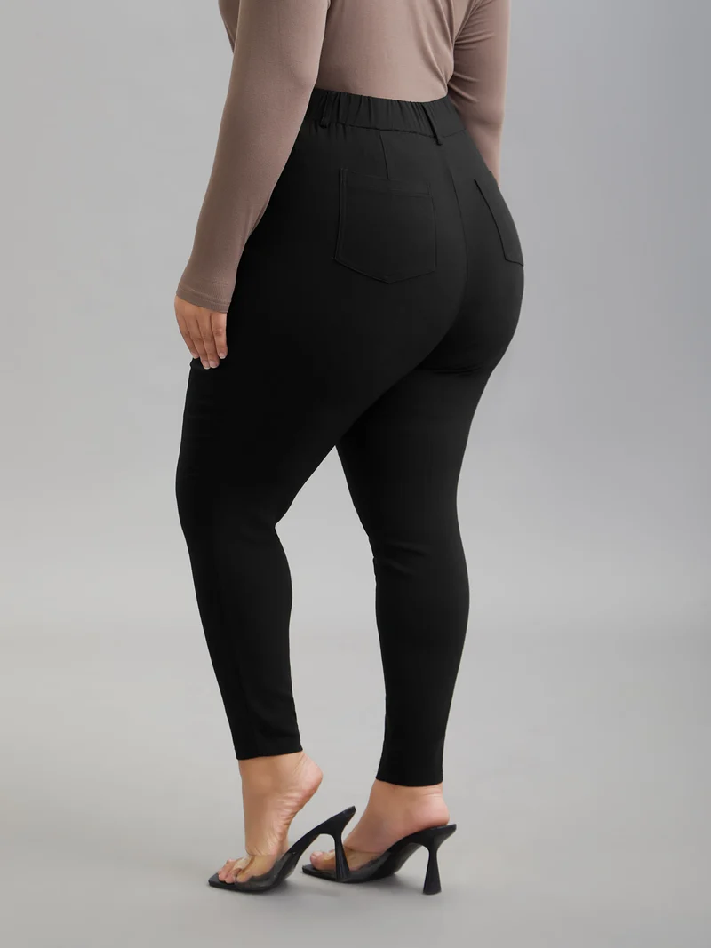 No-Waist Gap Decorative Placket Skinny Pants