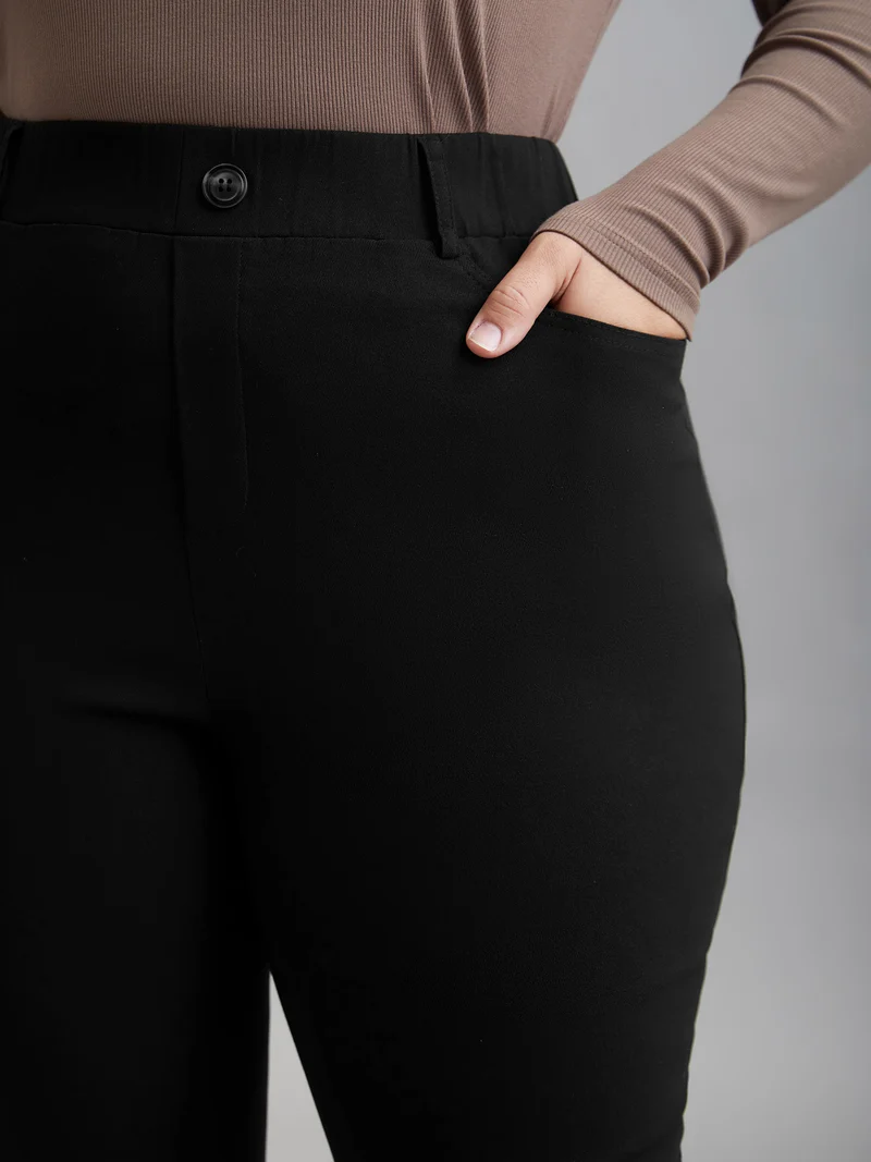 No-Waist Gap Decorative Placket Skinny Pants