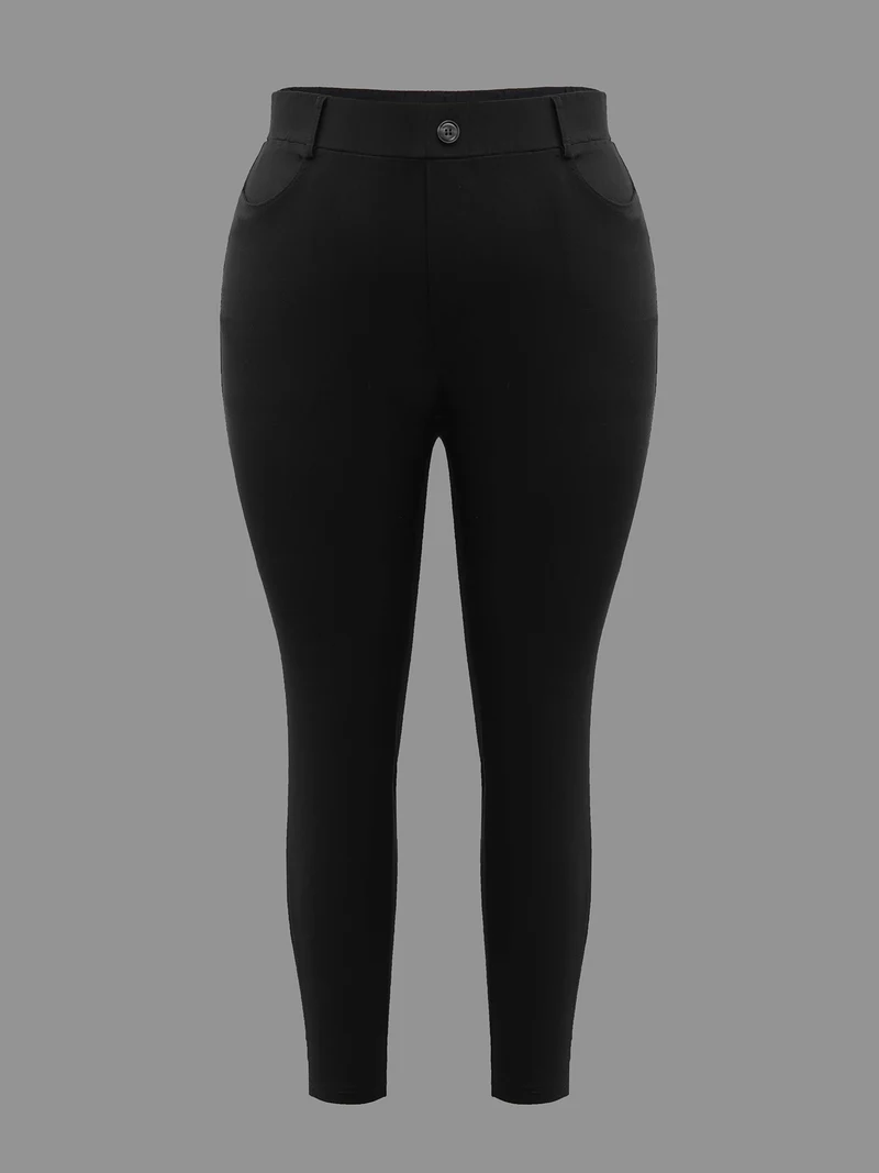No-Waist Gap Decorative Placket Skinny Pants