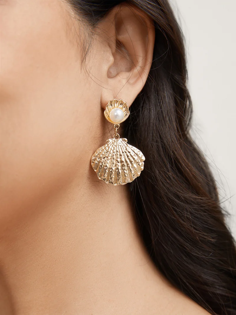 Shell Pearl Vacation Drop Earrings