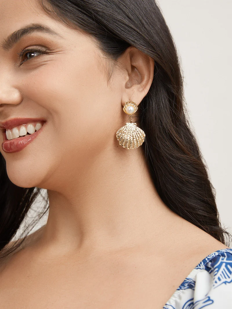 Shell Pearl Vacation Drop Earrings