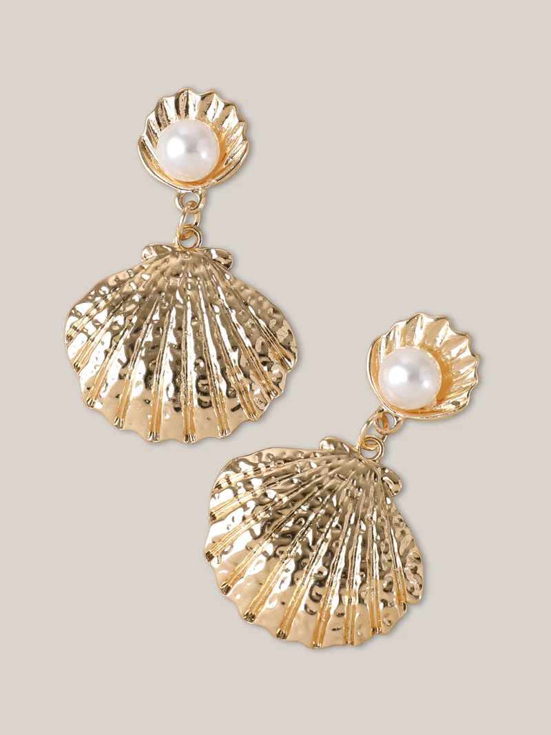 Shell Pearl Vacation Drop Earrings