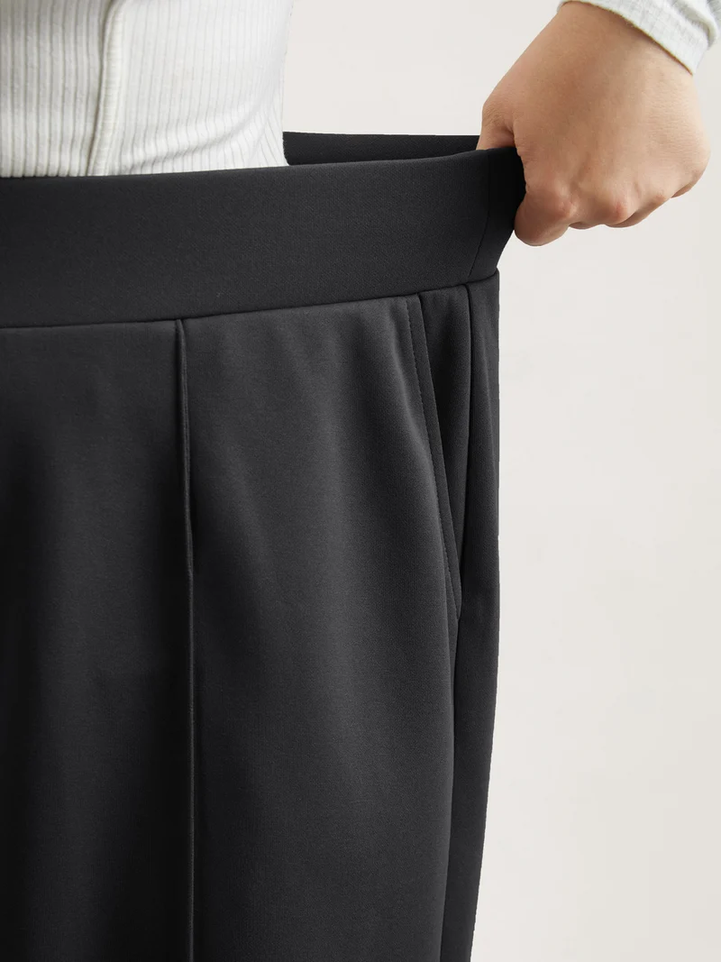 Ruched Tummy-Control Seamed Wide Leg Pants