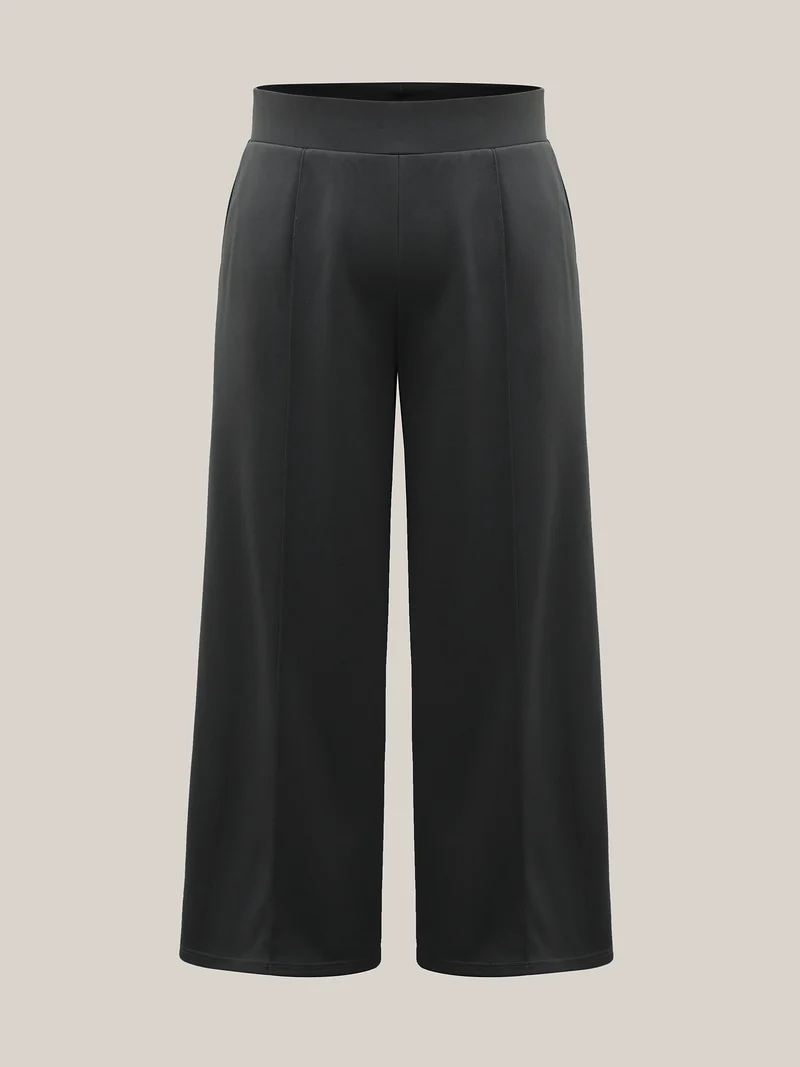 Ruched Tummy-Control Seamed Wide Leg Pants