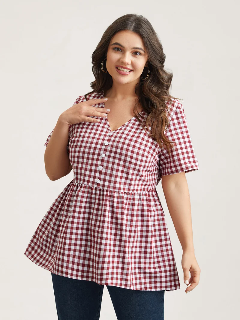 Plaid Hi-Low Hem Button Shirt