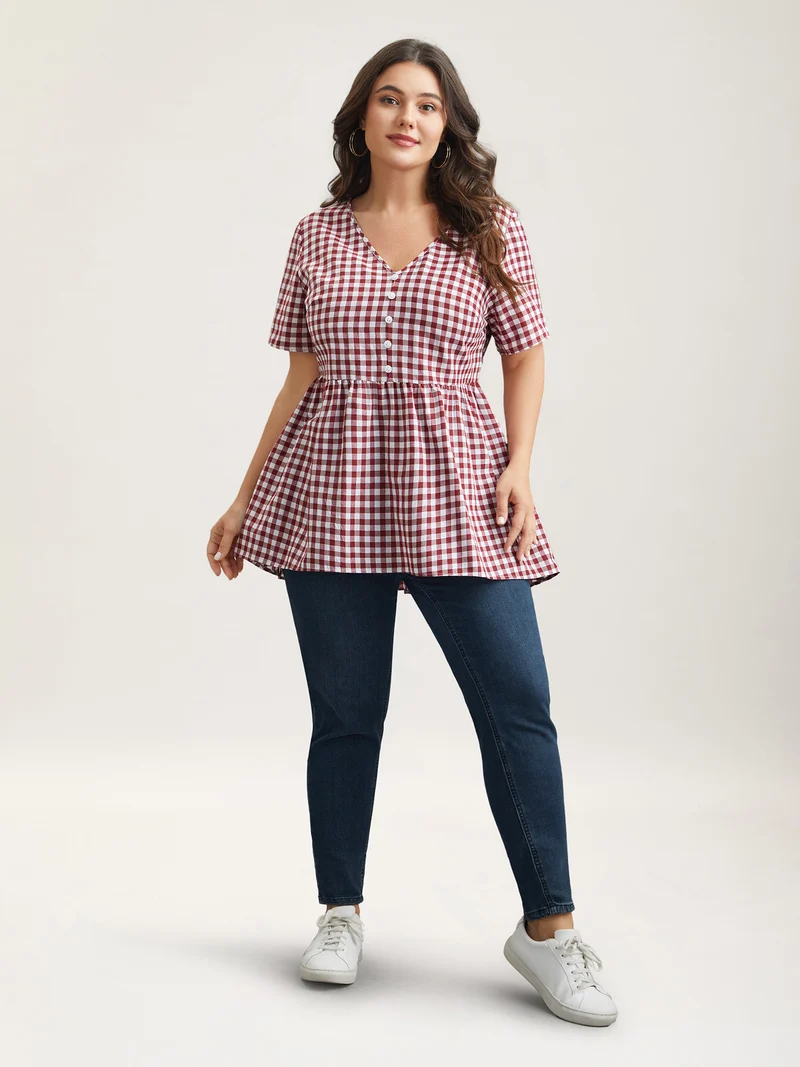 Plaid Hi-Low Hem Button Shirt
