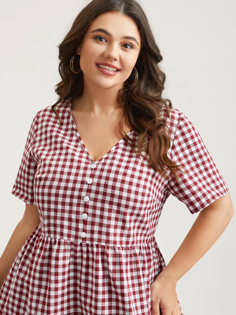 Plaid Hi-Low Hem Button Shirt