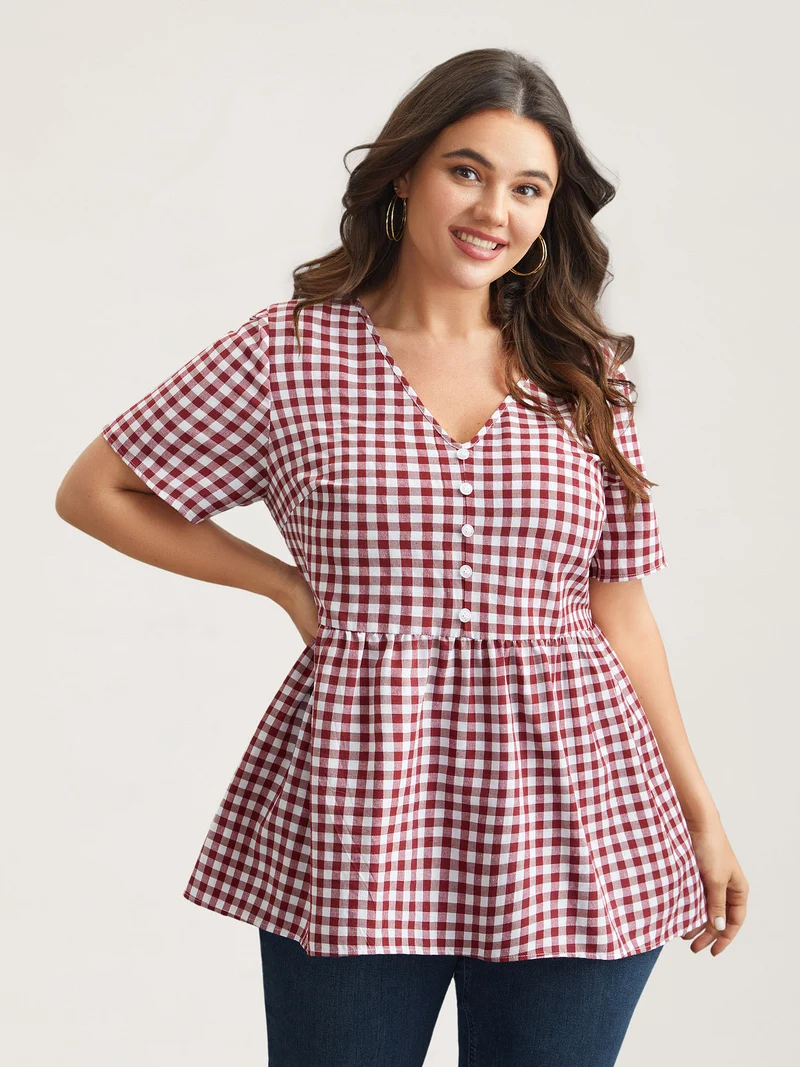 Plaid Hi-Low Hem Button Shirt