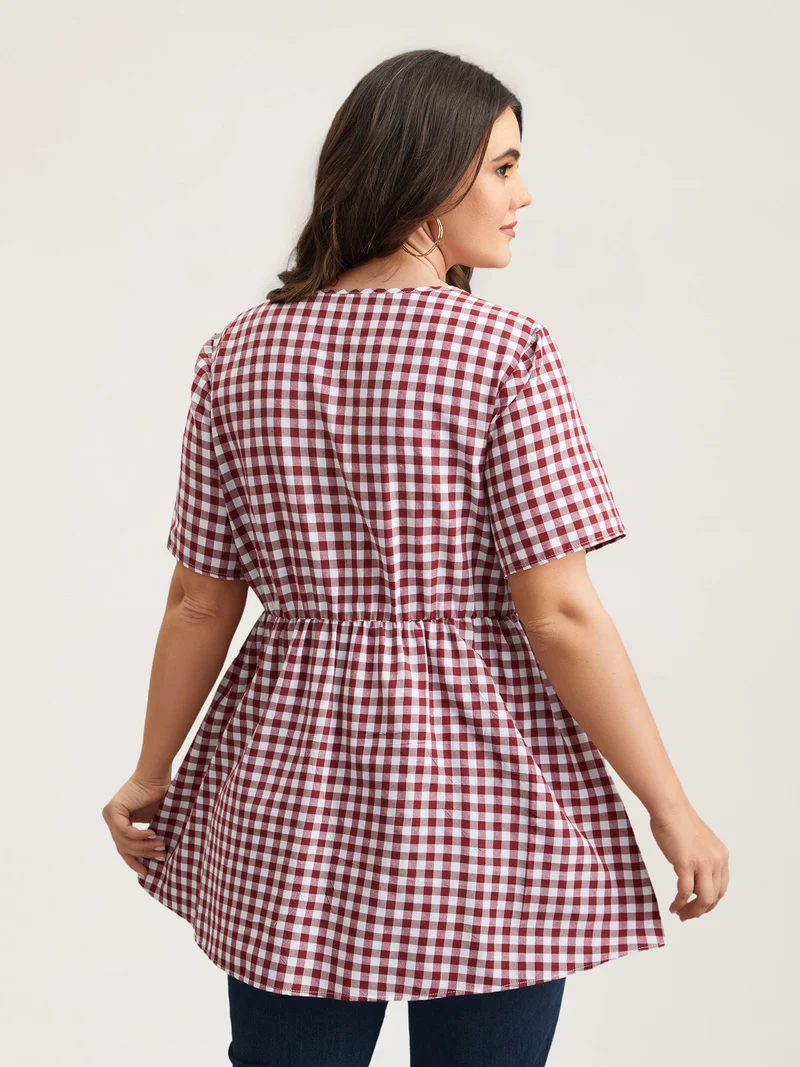 Plaid Hi-Low Hem Button Shirt