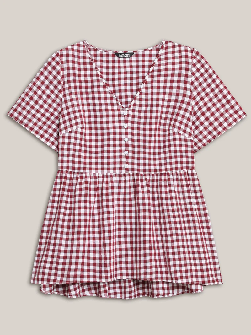 Plaid Hi-Low Hem Button Shirt