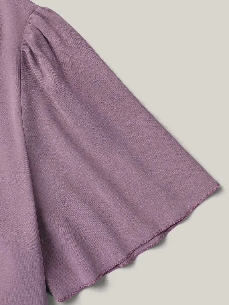 Pleated-Front Flutter Sleeve Shirt