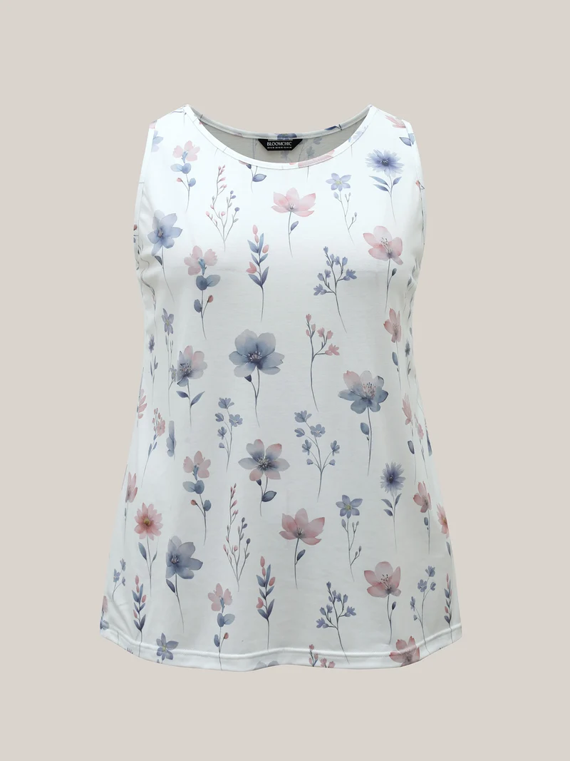 Stretchy Floral Print Fitted Vest