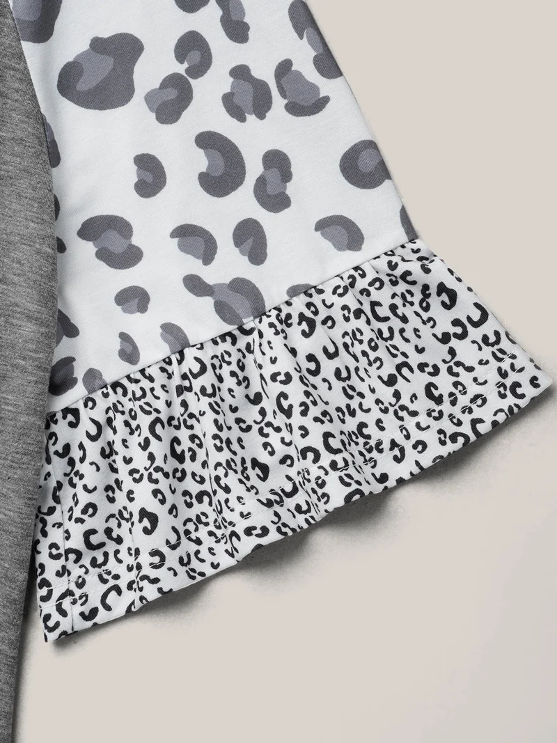 Leopard Print Heather Contrast V-Neck T-Shirt