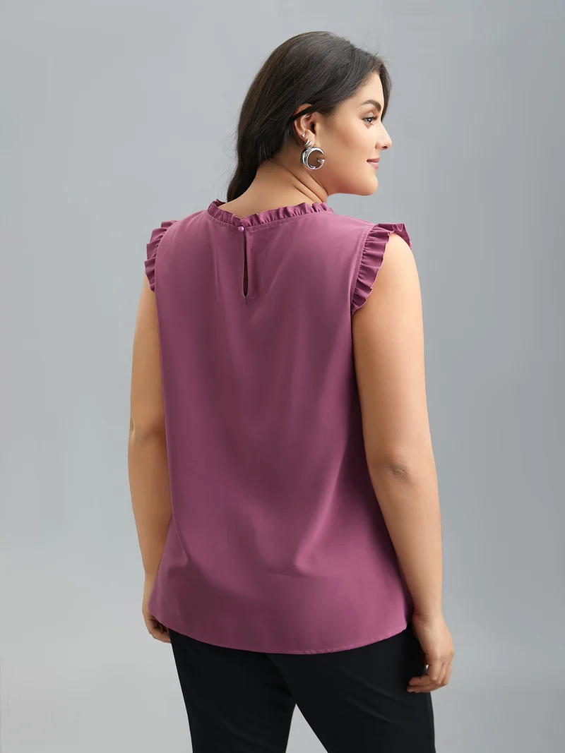 Ruffled Spliced Tucked Seam Vest