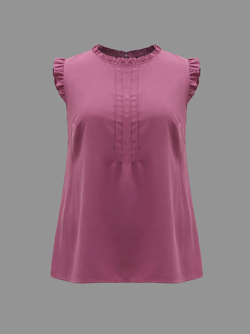 Ruffled Spliced Tucked Seam Vest