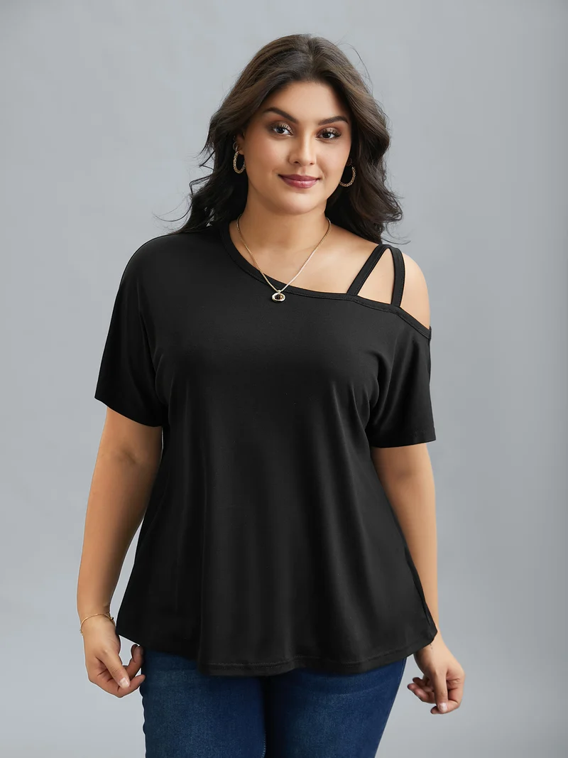 One-Shoulder Cami Fitted T-Shirt