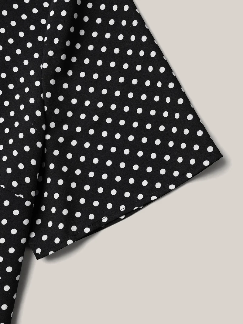 Polka Dot Panelled A-Line Shirt