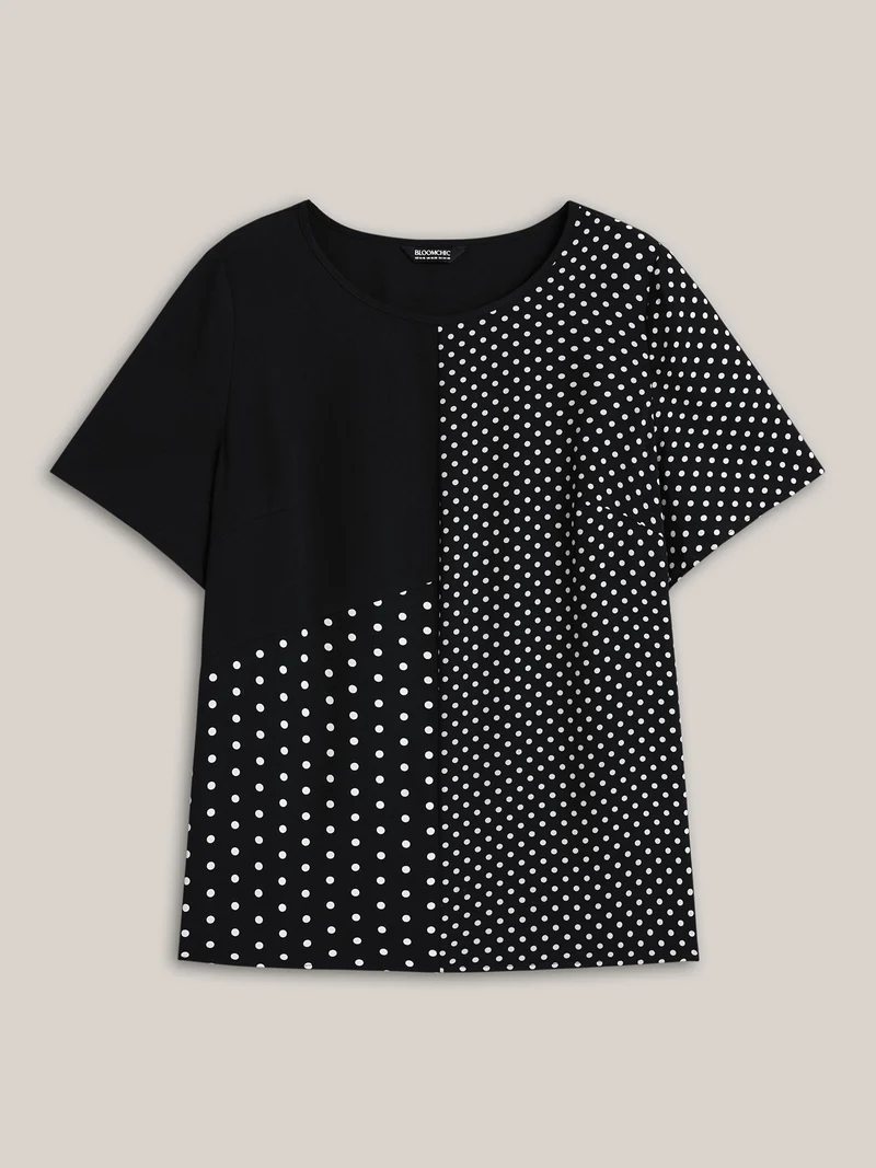 Polka Dot Panelled A-Line Shirt