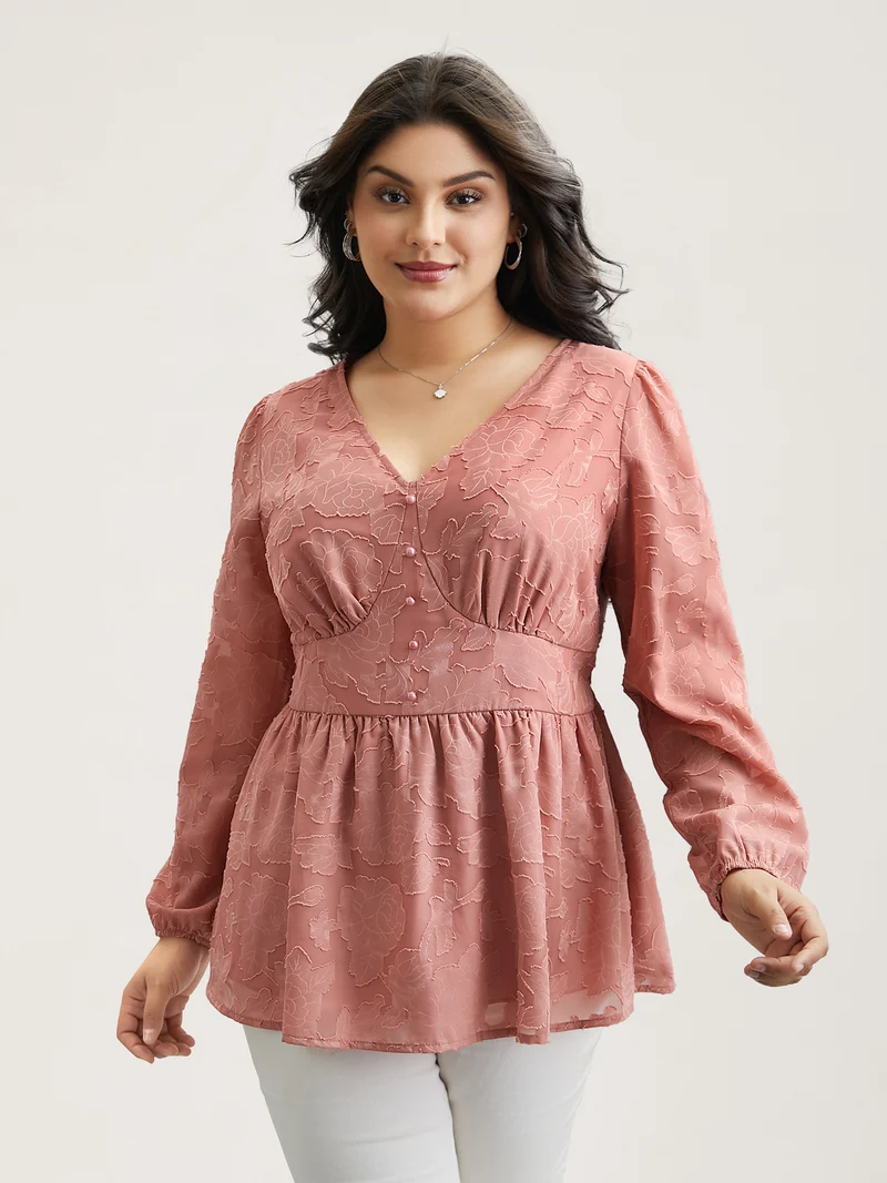 Textured Waist-Cinched Lined Button Shirt
