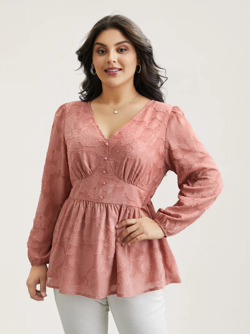 Textured Waist-Cinched Lined Button Shirt
