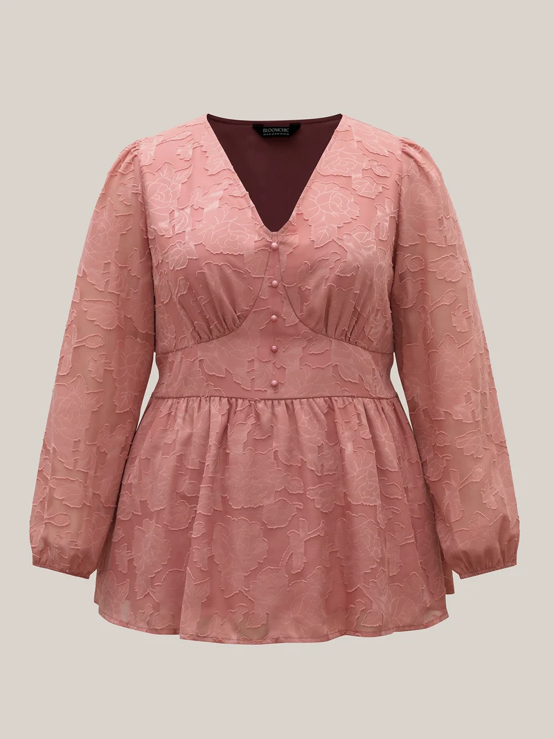 Textured Waist-Cinched Lined Button Shirt