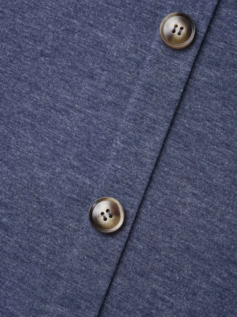 Side Buttons Round Neck Fitted T-Shirt