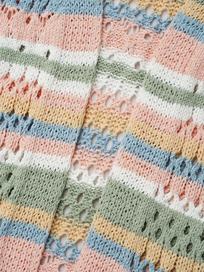 Striped Color Contrast Cut-Out Cardigan