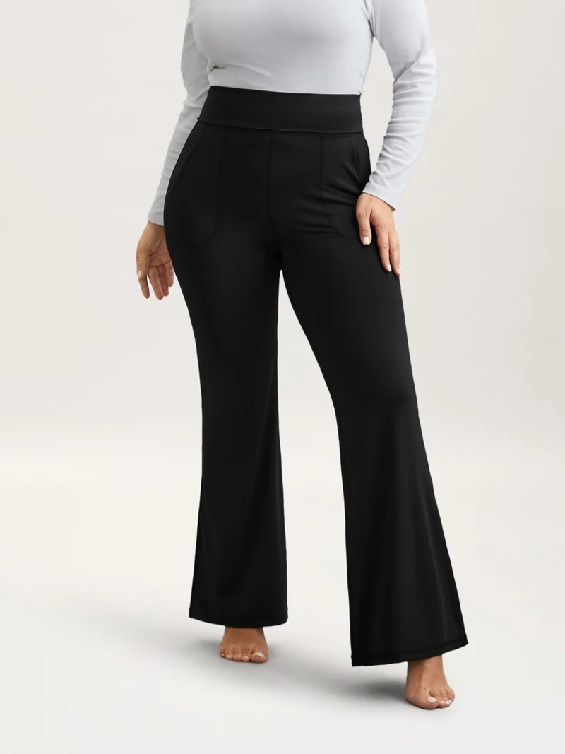 Ruched Wide Waist Pockets Tight Pants
