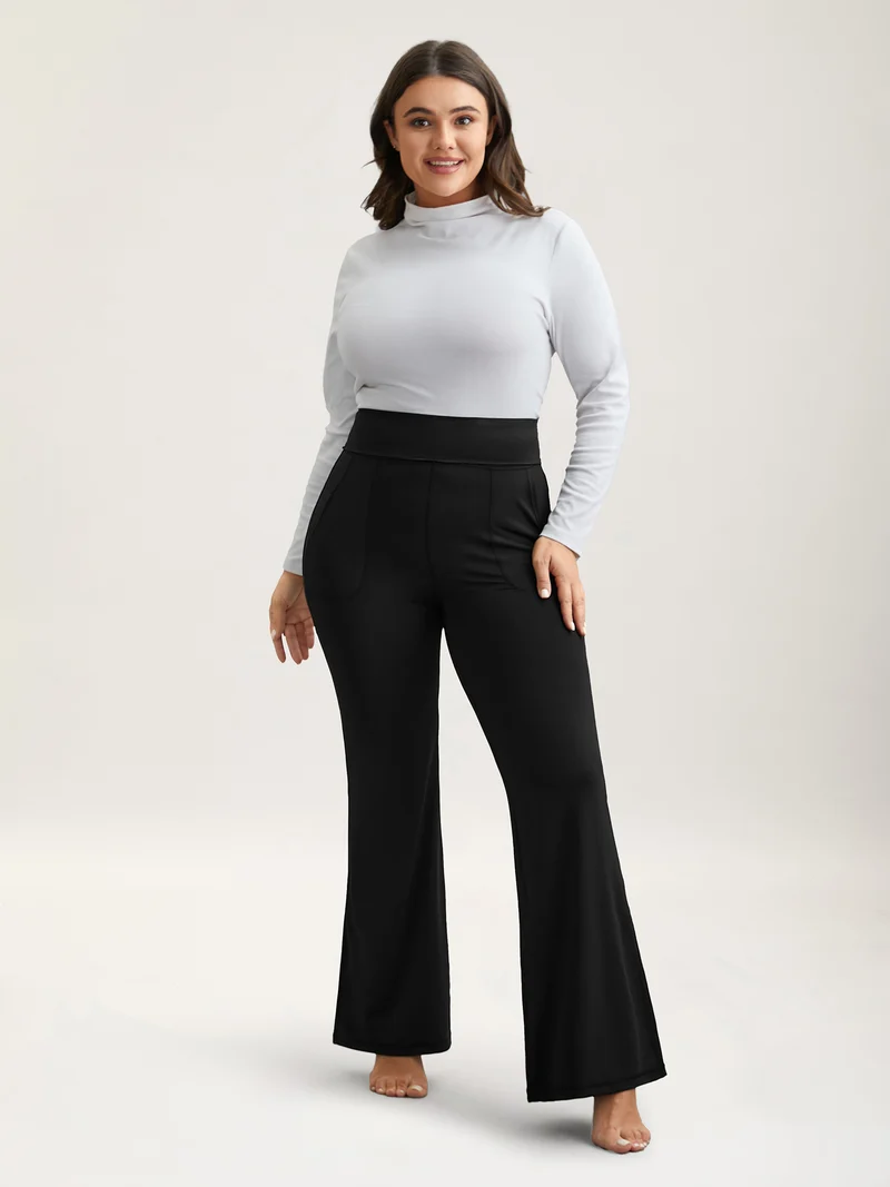 Ruched Wide Waist Pockets Tight Pants