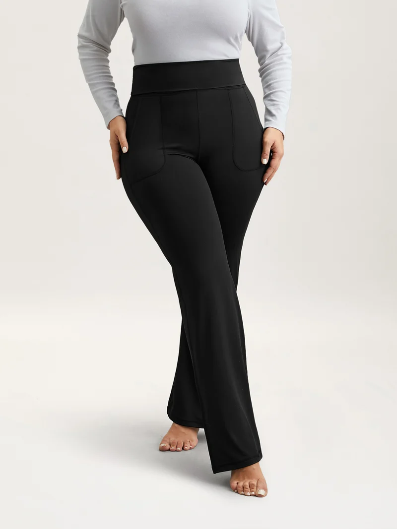 Ruched Wide Waist Pockets Tight Pants