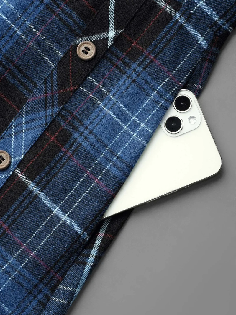 Plaid Pattern Overall Buttons Slit Midi Dress