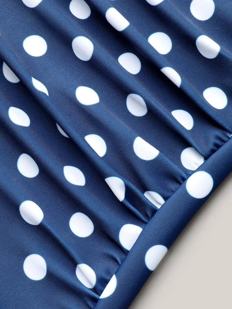 Polka Dots Twist Front Ruched One-Piece Swimsuit