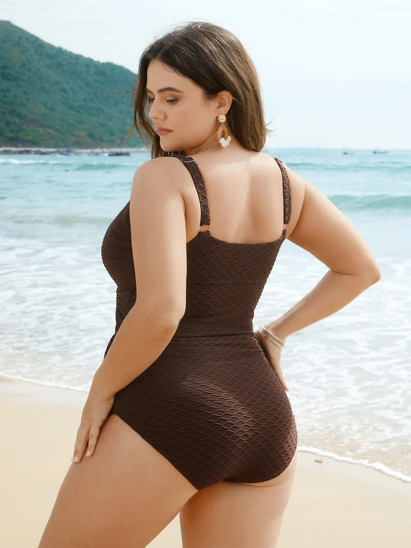 Ruched Drawstring Surplice Neck One-Piece Swimsuit