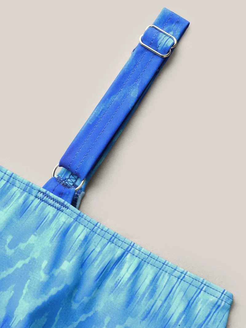 Gradient Sea Print Adjustable Swim Top
