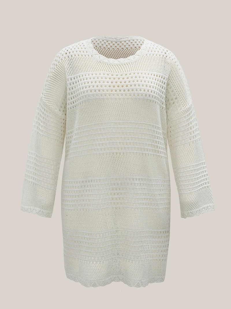Cut-Out Plain Round Neck Swim Cover-Up