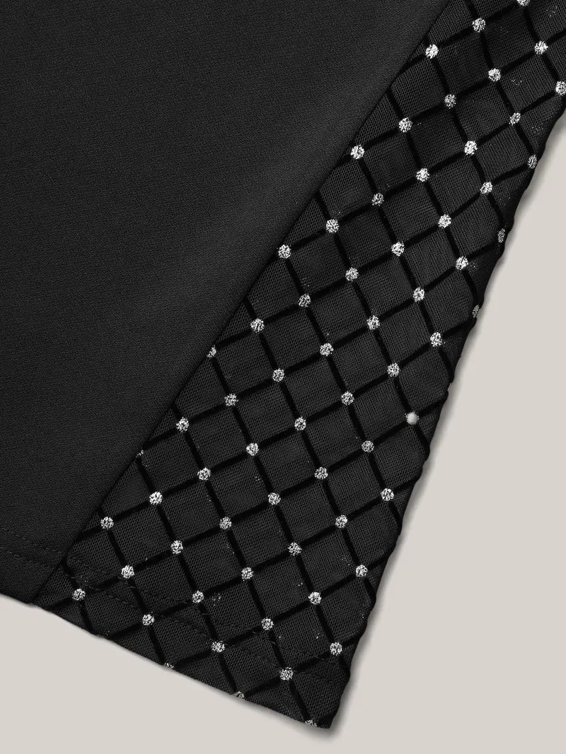 Mesh Spliced Mid Rise Flared Pants