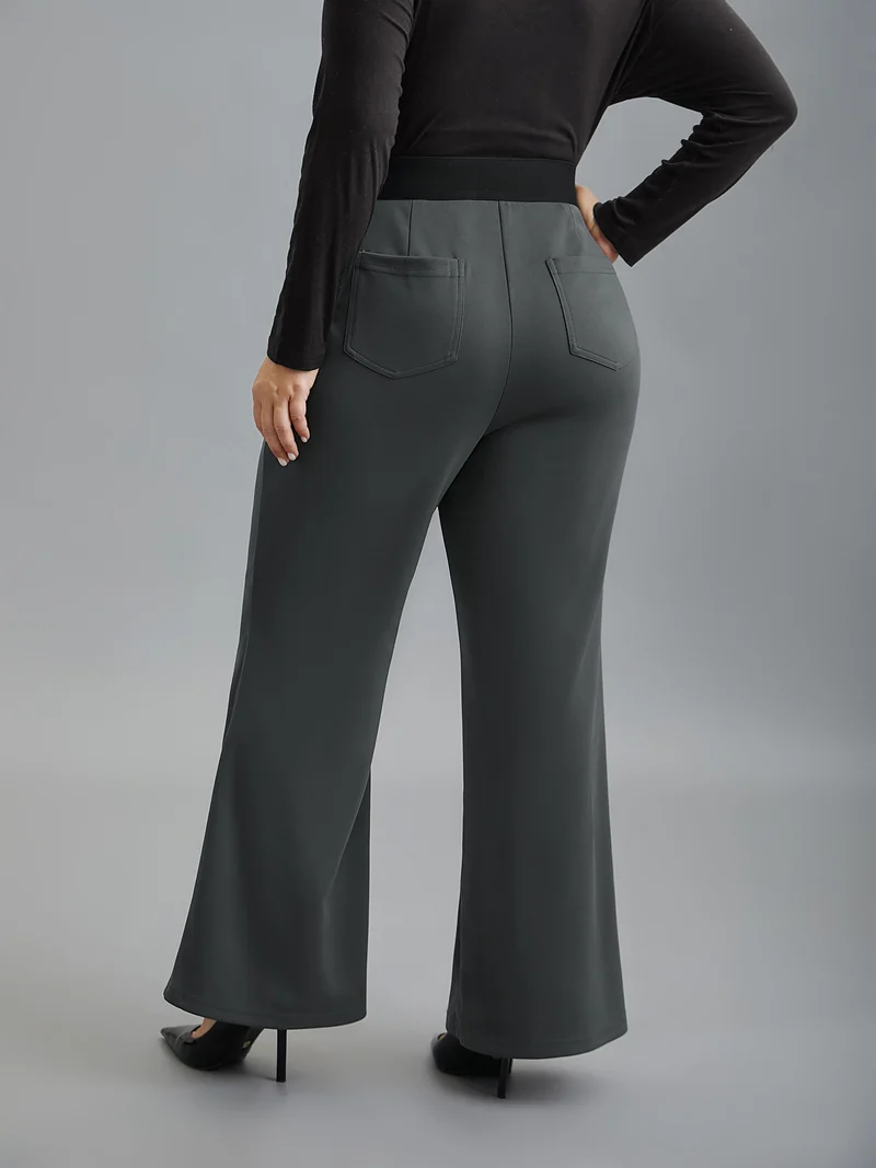 Seamed Front Color Contrast Flared Pants
