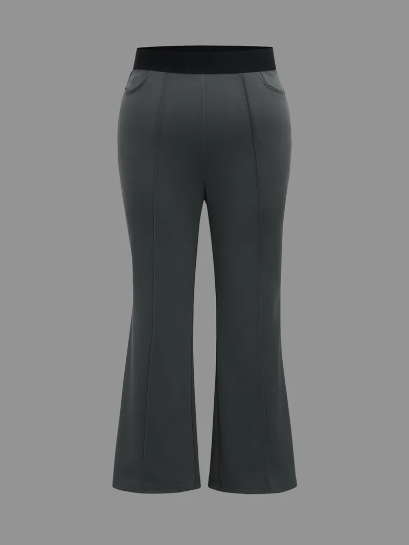 Seamed Front Color Contrast Flared Pants