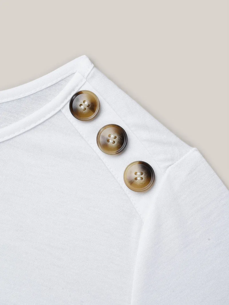 Striped Contrast Stretchy Button T-Shirt