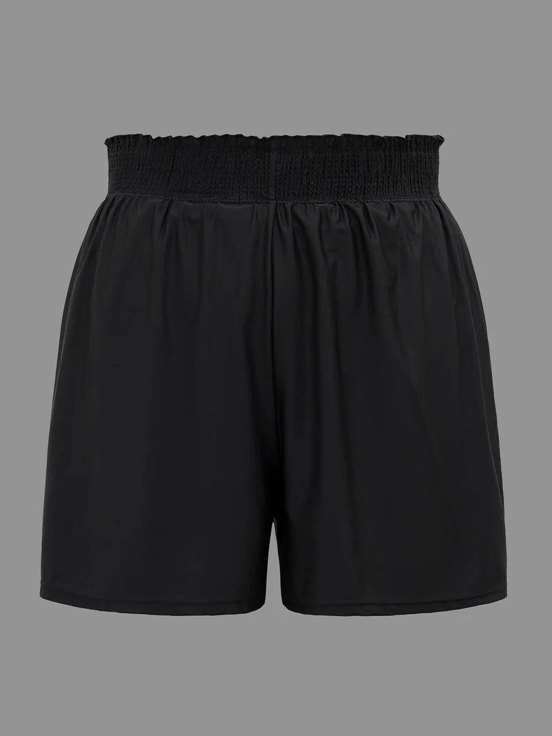 Shirred Pocket Elastic Waist Swim Bottom