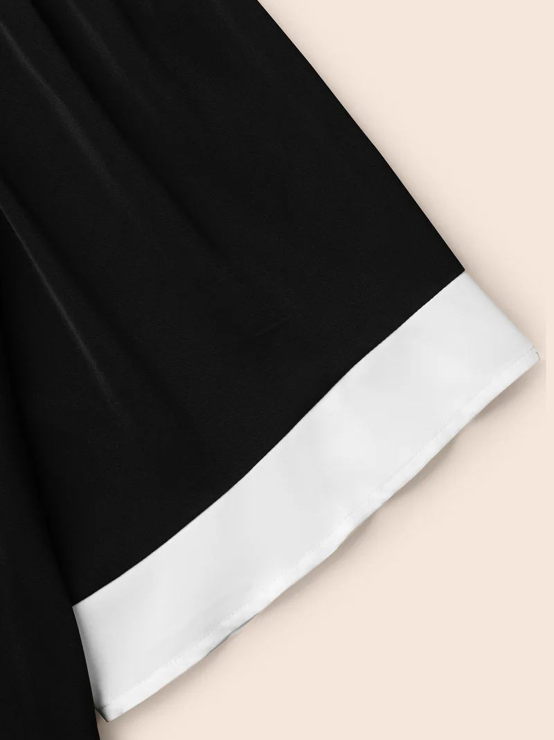 Color-Block Off-Shoulder Pleated Blouse