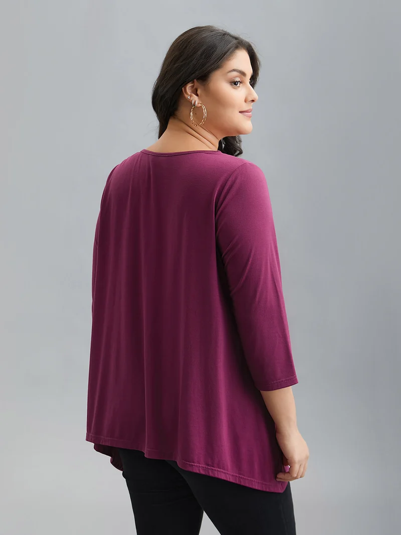 Crossover Neck-Tie Flared T-Shirt