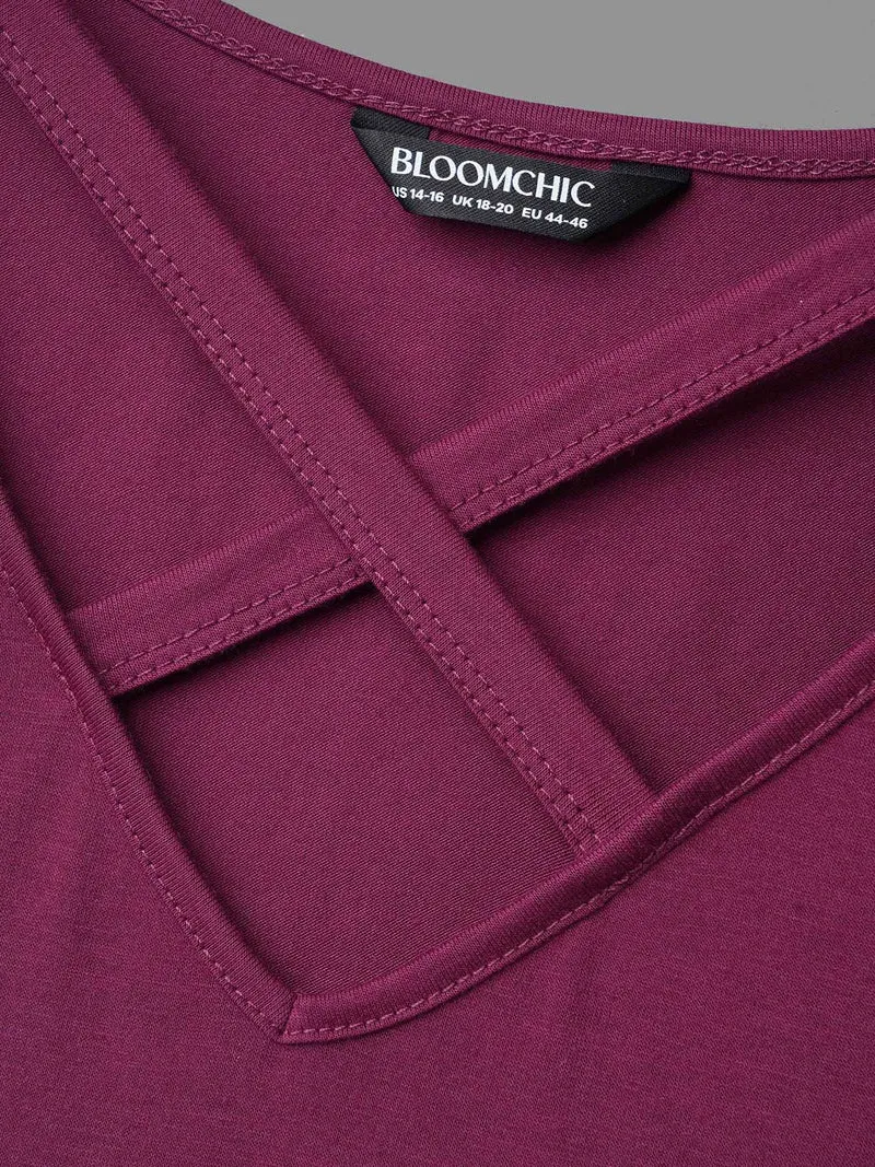 Crossover Neck-Tie Flared T-Shirt