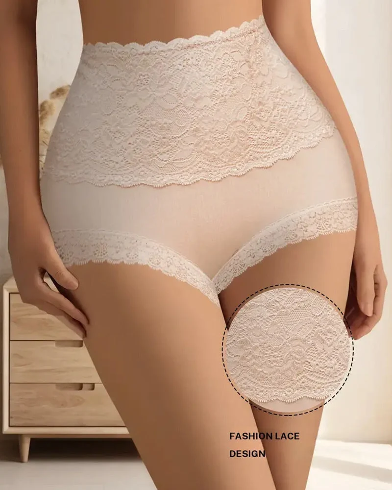 Culotte Avec Dentelle Et Contrôle Ventre Taille Haute