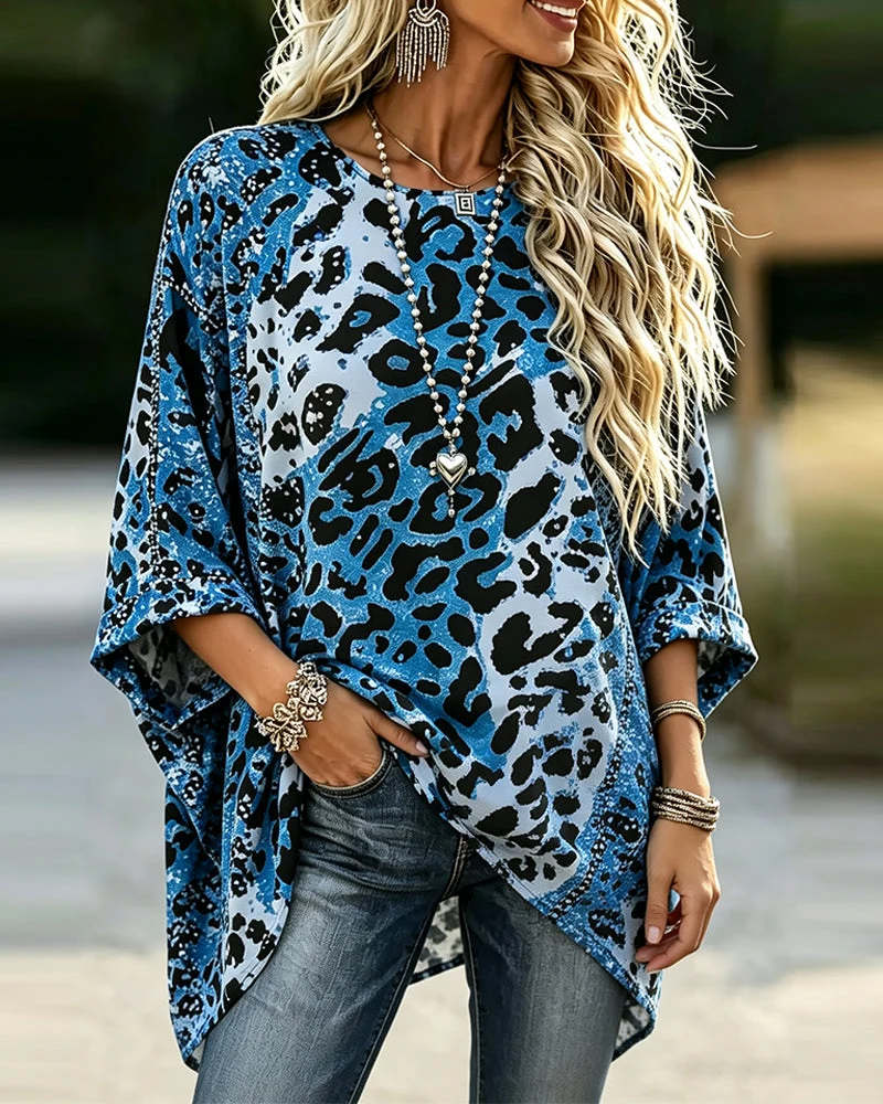 Blouse Ombre Léopard Col Rond
