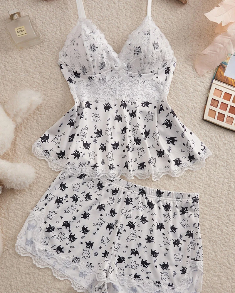 Ensemble Dentelle Patchwork Sexy Pyjama